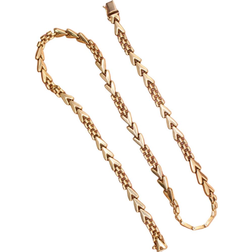 14kt Yellow Gold Chevron Panther Chain Link Statement Collar Necklace - Picture 2 of 6